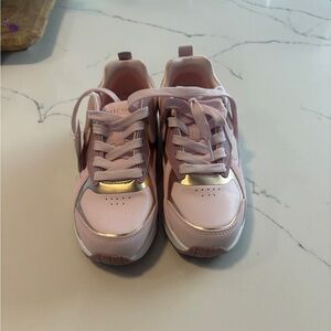 Skechers Kids' Light Pink and Metallic Gold Sneakers